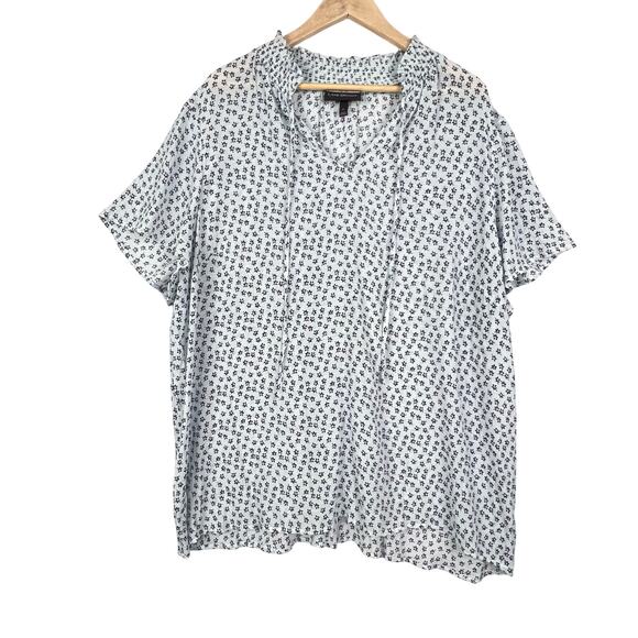 NEW LANE BRYANT Boho Sheer Blue Floral V Neck Tassels Women's Peasant Top 24 - Picture 1 of 11